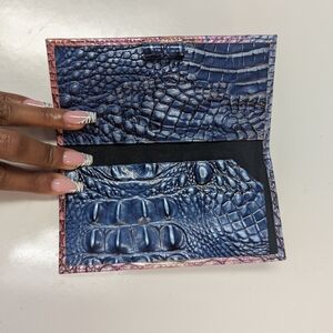 Brahmin Blue and Pink Crocodile Embossed Wallet